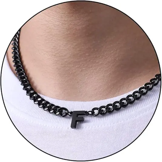 F letter necklace (black)