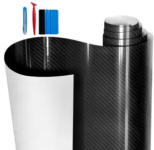 Super Gloss Black Carbon Fiber 12 Inches x 60 Inches DIY Interior Exterior Realistic Carbon Design Car Vinyl Wrap Film for Cars, Boat, Bike