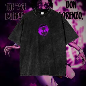 Don Lorenzo Vintage Oversized Lifting Shirt, Vintage Washed Tee Unisex Oversize Anime Manga Washed Heavyweight Cotton T-shirt, Wash Gift For Anime Fan, Anime Lover
