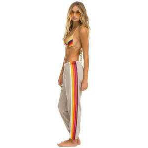 5 STRIPE SWEATPANTS - SAND // RAINBOW WHITE