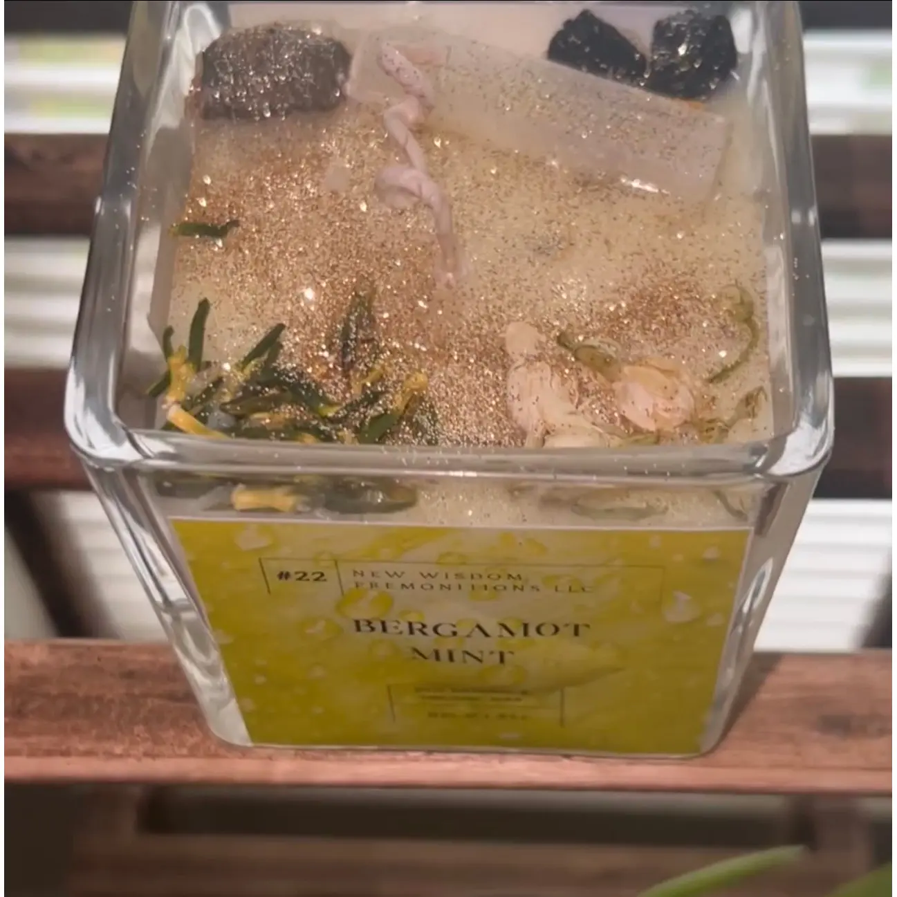 9oz Handcrafted Bergamot Mint Scented Glow-in-the-Dark Candle by New Wisdom Premonitions LLC - Long Burning Time (45-60+ Hours), Home Decor Decoration, Home Supplies Accent, Fragrance Aroma