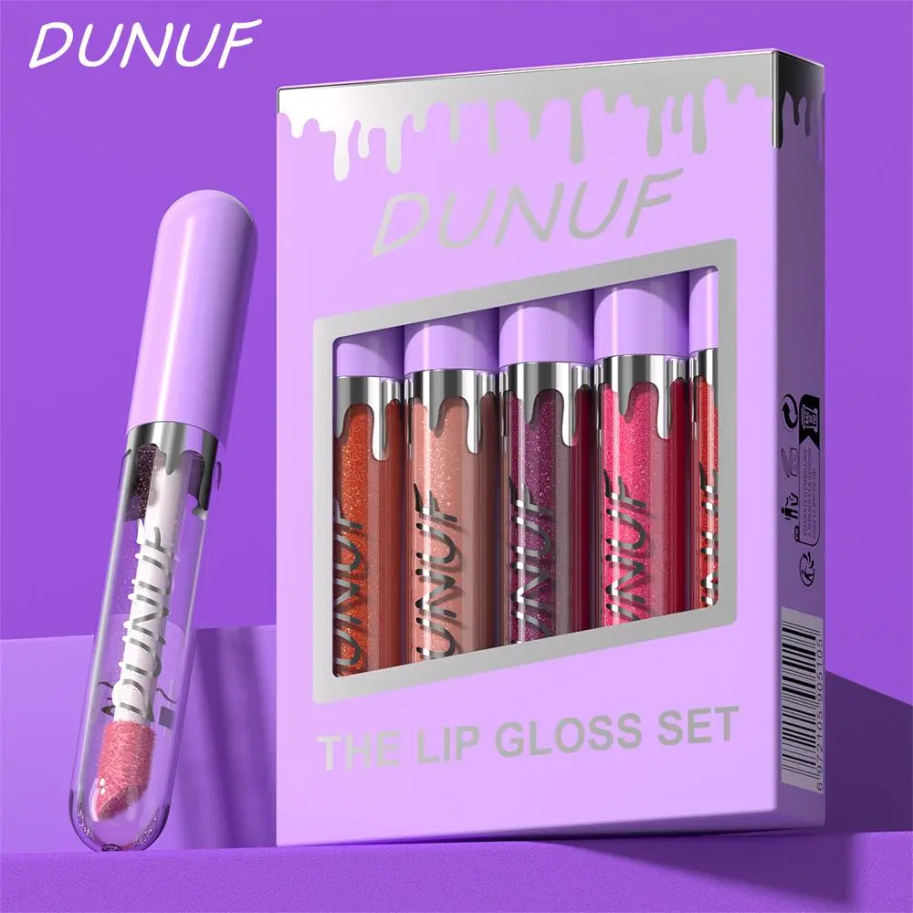 Long-lasting Moisturizing Lip Gloss Set, 5 Counts/set Glossy Lip Glaze, Plumping Lip Oil Lip Stick for Girls & Women All Occasions Makeup Lip Moisturizer Gloss Hydrating Glosses