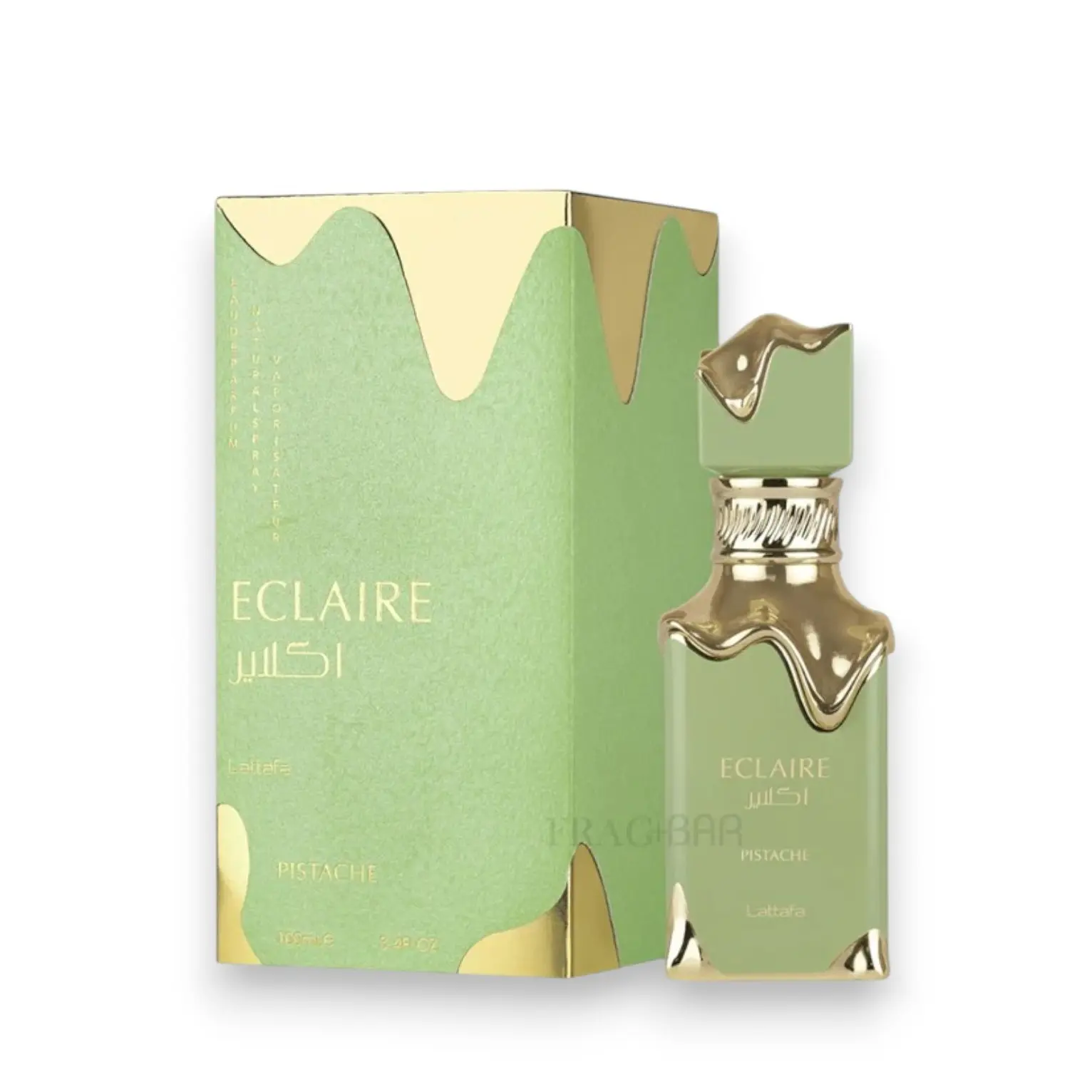 Lattafa | Eclaire | Pistache | Unisex Fragrance | 100 ML - 3.4 OZ | Eau De Parfum | Pistachio Cream - Toasted Pistachio & Whipped Cream