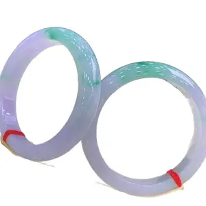 [With Certificate] Premium Burmese Jadeite Bracelet, Spring Color Jadeite Bracelet, Violet Ice-Waxy Purple-Green Jadeite Bracelet, Gift
