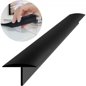Silicone Stove Counter Gap Cover,30 Inches (for 4-25mm Gap) Extra Long Kitchen Range Gap Filler,Heavy 10 oz, Cut to any size 21&25 (Set of 2,Black)