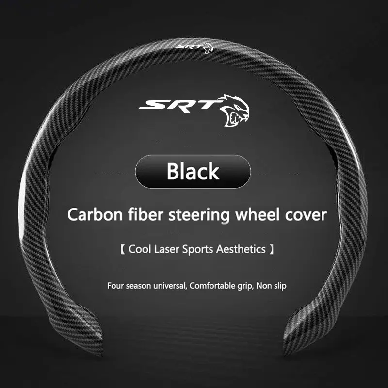 Carbon Fiber Car Steering Wheel Cover, Anti-Slip Booster for Dodge Srt Sxt Challenger, RAM 1500 2500 3500, Charger, Avenger, Durango, Caliber