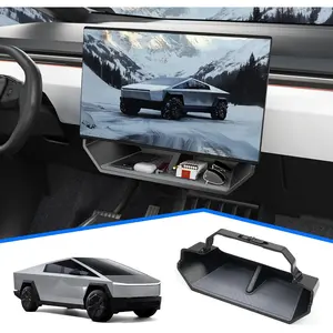 Center Console Organizer Under Screen Storage Box for 2024 2025 2026Tesla Cybertruck Accessories, Dashboard Hidden Tray for Cybertruck (A)