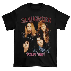Slaughter And Firehouse Band Tour 1991 Cotton All Size Black Shirt