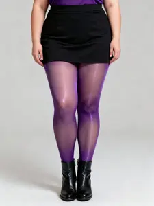 Shiny Oily Sheer Pantyhose, Plus Size Tight Pants for All Seasons, All over Print Long Stockings for Sexy Style