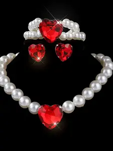 Elegant Crystal Earrings and Necklace Set, Fashionable Imitation Pearl Bridal Jewelry, Stylish Women's Accessories for Special Occasions