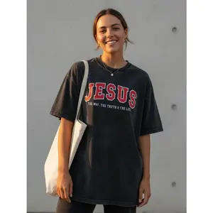 Jesus The Way The Truth the Life Washed Vintage Oversized Top,  Unisex Washed T-Shirt, Crewneck Short Sleeve Tee Religious Gift For Women Men, Christian Shirt