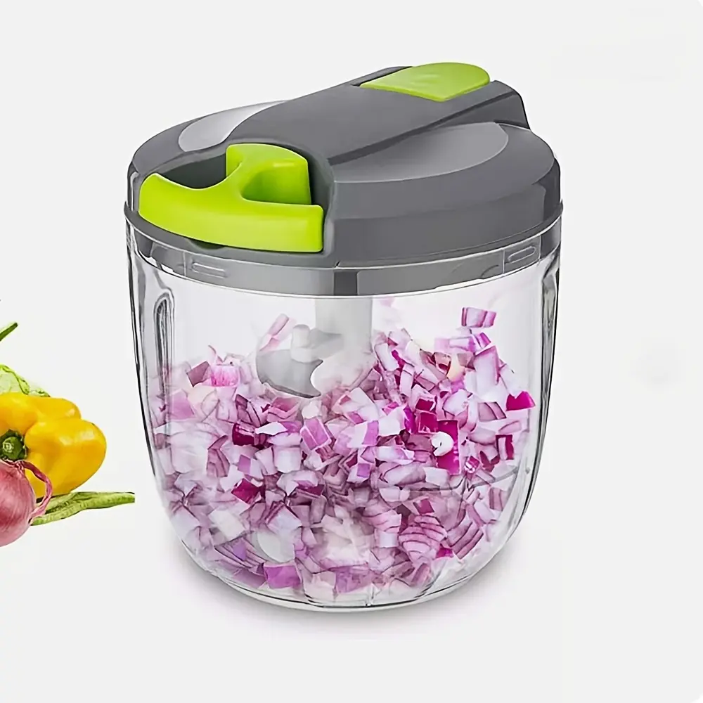1000ml Large Capacity Manual Kitchen Chopper - Hand-Pull String Vegetable Chopper Tool, Onion Dicer, Garlic Press, Salad Prep Essential for Elderly & Cooking Beginners, Kitchen Choppers, Manual Food Chopper