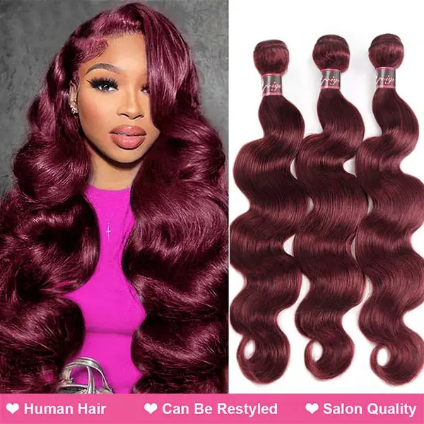 Uwigs 99J Body Wave Real Hair Extensions, Brazilian Weave Bundles of Human Hair, 1/3/4 Bundle Options, TikTokShop Black Friday Fashion Accessory