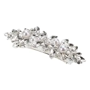 Unique Bargains Rhinestone Hair Clips, Flower Hair Barrettes, Faux Pearl Hair Clip, Sparkle Valentines Wedding Prom Accessories for Women Girls