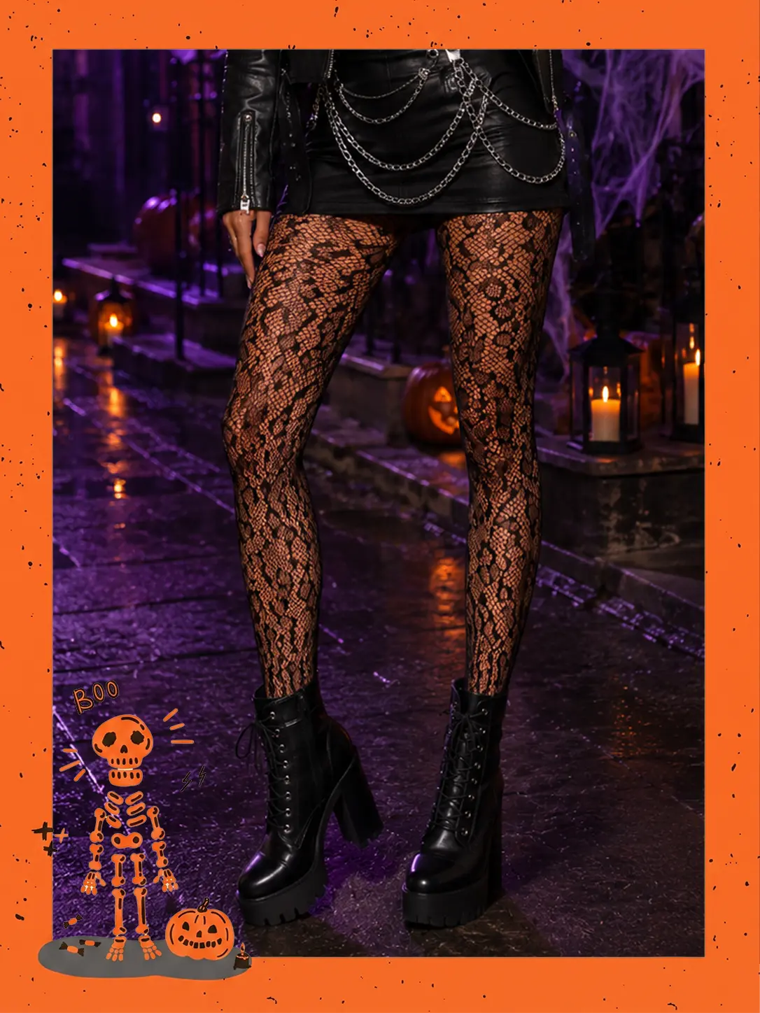Halloween Must-Have! Plus Size Snakeskin Fishnet Tights - Black Python Patterned Sheer Tights & Sultry Goth Thigh High Effect Stockings  Medusa Goth