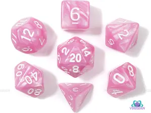 Starburst | Light Pink Pearled Acrylic Dice Set (7) | Dungeons and Dragons (DnD)