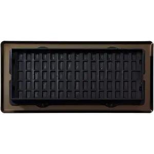 Decor Grates 4" x 10" Oriental Steel Plated Floor Register – Textured Black Vent Cover