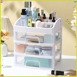 Multi-Layer Transparent Drawer Storage Box, Plastic Material, Space-Saving Organizer for Cosmetics, Stationery, Office Supplies