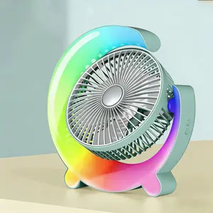 USB Rechargeable Desktop Fan Light, 5 Speed Airflow Fan Light, Adjustable Speeds Fan, 360° Rotating Personal Fan, Desktop Cooling Fan, Mute Mini Fan for Home Office Bedroom Car Travel, Rechargeable Portable Fan