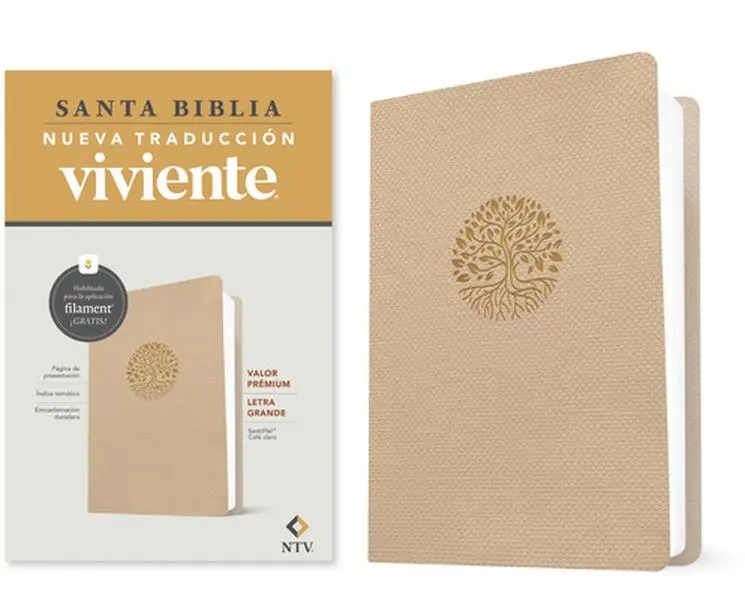Biblia Valor Prémium Ntv, Letra Grande Con Filament (Sentipiel, Café Claro) -- Tyndale - Bible