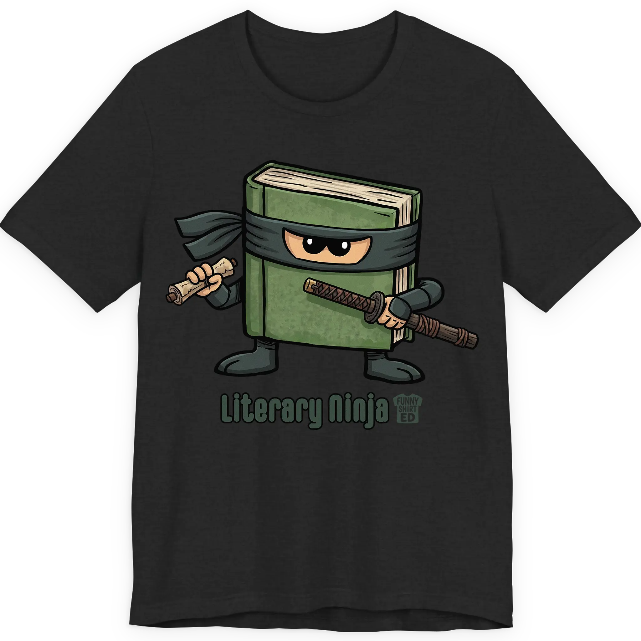 LITERARY NINJA - Funny Shirt, Soft Heather Tee, Bella Canvas 3001 Unisex T-Shirt, Graphic Tee, Casual, Fitted