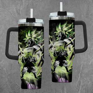[Dragon Ball Z] Broly Legendary Super Saiyan Edition 20oz & 40oz Tumbler With Handle – Anime Gaming Stainless Steel Cup, Insulated Iced Coffee Mug, Aesthetic Design, Trendy Drinkware, Daily Use, Fan Favorite, Gift For Otaku & Anime Fans