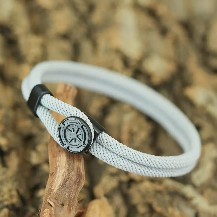 FASHION4U - Compass Rope Bracelet for Men Easy Buckle Double Layer Nautical Adventure Outdoor Explorer Wristband Survival Hiking Jewelry