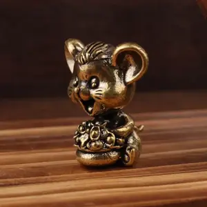 Handmade Brass Mouse Figurine, Cartoon Style Desktop Decor, Unique Collectible Gift, Indoor Outdoor Home Office Party Decoration, Desktop Statue