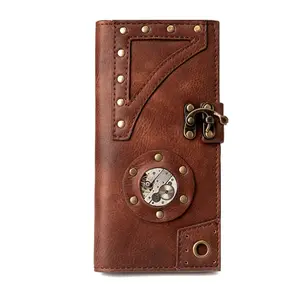 2026 Steampunk Women’s Long Wallet – Industrial Retro Style Hand Wallet, Vintage Mechanical Design with Multiple Card Slots & Zipper Closure, Unique Hand Grab Bag Wallet