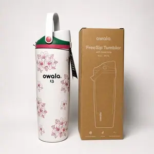 Owala FreeSip Tumbler Azalea 13 30oz | Pink Floral Insulated Stainless Steel Water Bottle | Leakproof Hydration Bottle Gift for Women