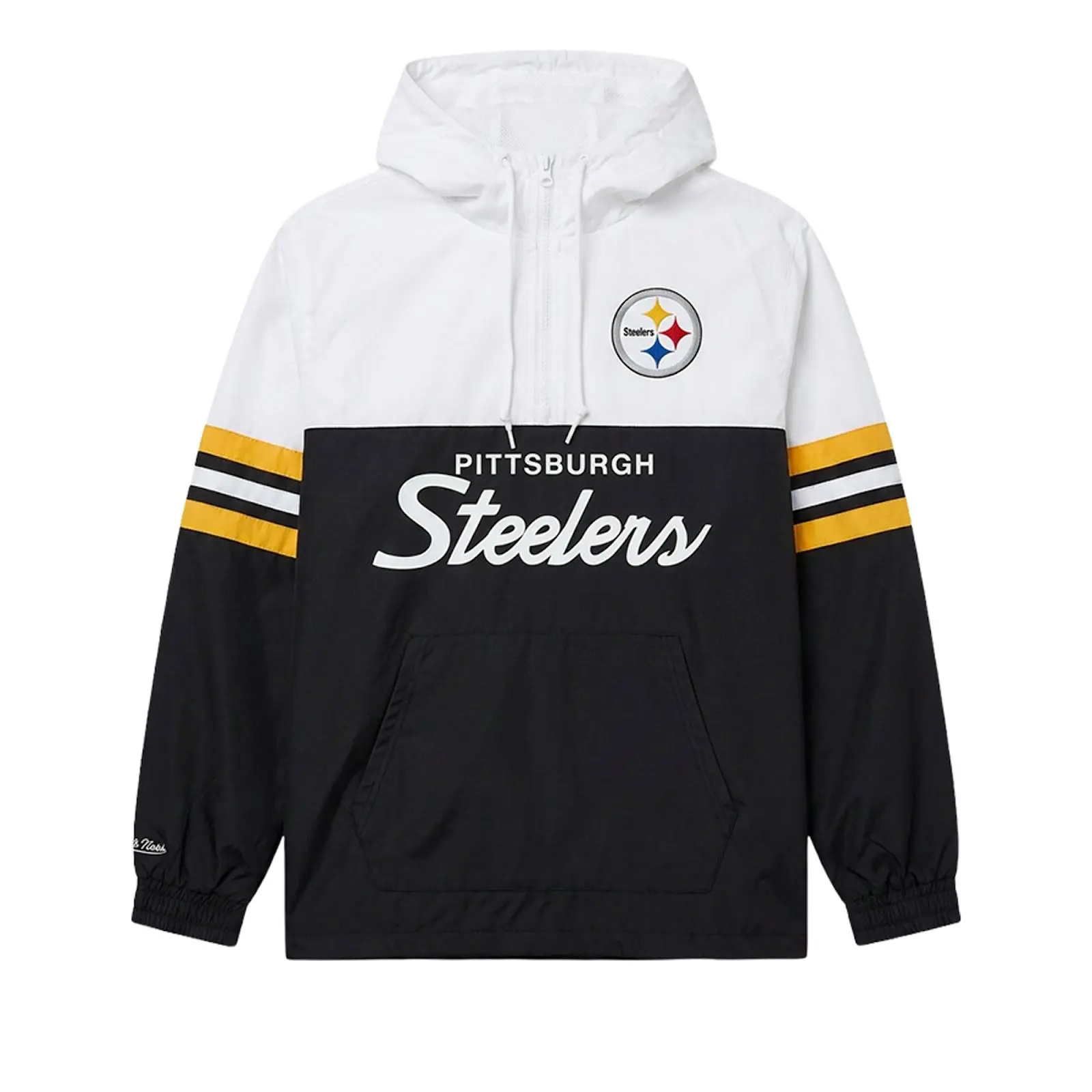 Pittsburgh Steelers Black Head Coach Lightweight Anorak Quarter-Zip Windbreaker NFL Throwback Outerwear Vintage Fan Gear Mitchell & Ness
