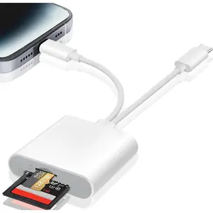 SD Card Reader for , iPad, USB-C & Lightning Dual Connector Digital Camera Adapter to , High-Speed Trail Camera Memory Card Viewer, Support SD/ SD Cards, Plug and Play