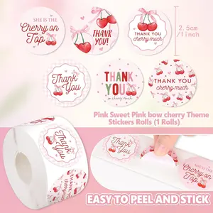 500 Strawberry Thank You Stickers, Party Seals, Birthday Wedding Decorations, Gift Tags, Graduation Decor, Event Supplies