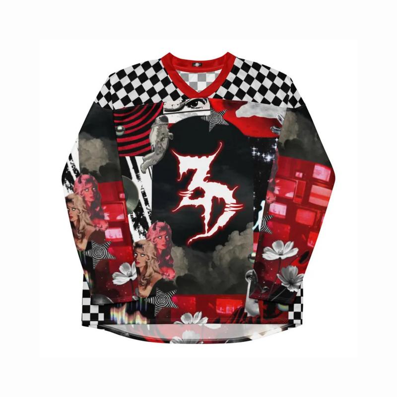 Zeds Dead Inspired Rave Jersey, Psychedelic Bass Music Outfit, Trippy Festival Fashion, Oversized Hockey Jersey for Ravers