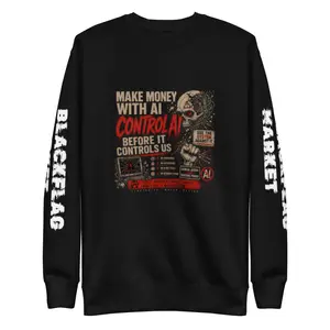 Men's Make Money With AI Casual Knit Sweatshirt, Comfortable Fabric Tops with Long Sleeves