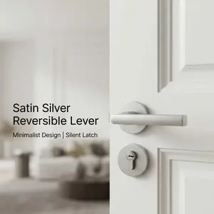 Silver Color Indoor Door Lock Set, Quiet Split Lock for Bedroom Bathroom, Complete Handle Accessories for Home Use