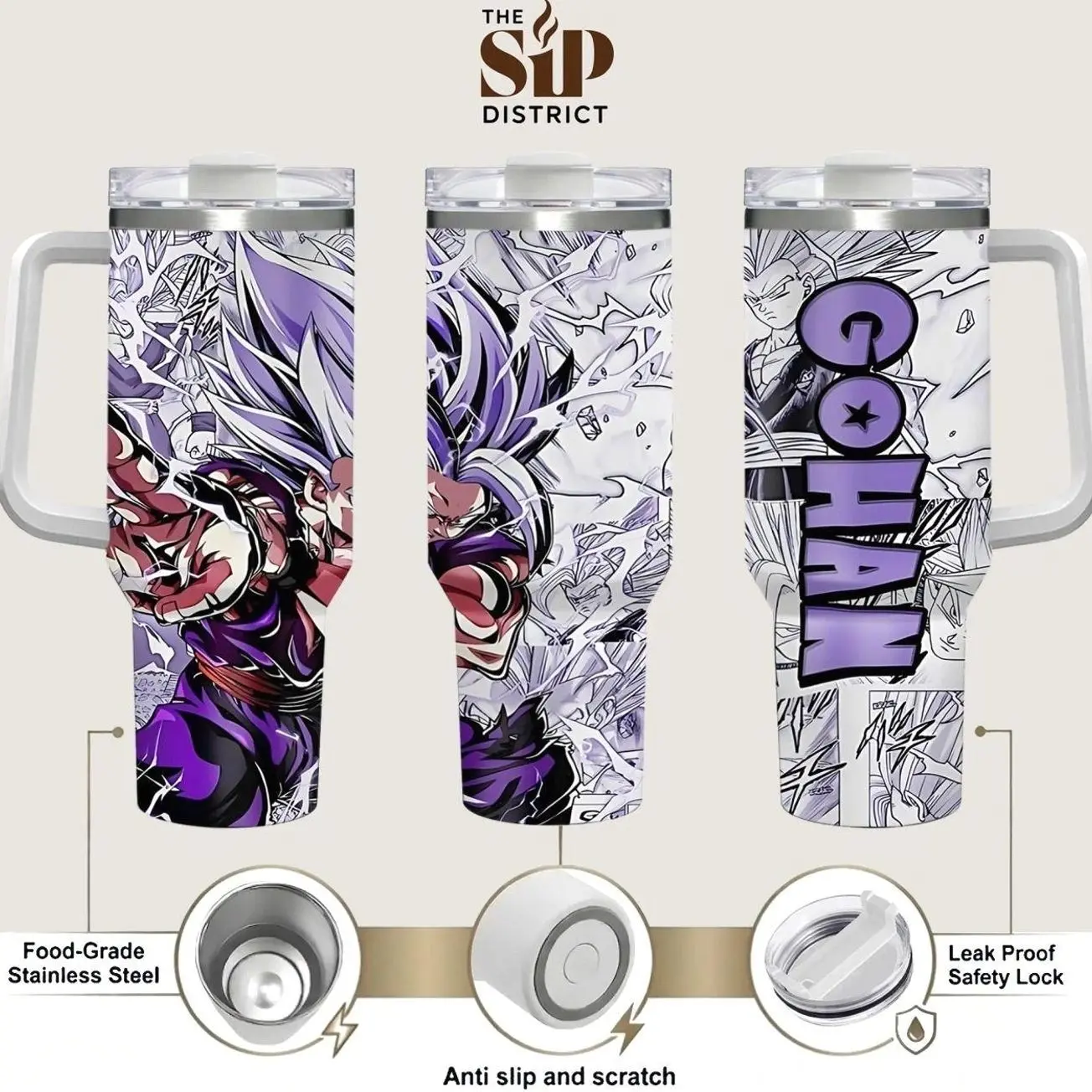 The Sip District. Gohan Beast 20oz 40oz Handle Tumbler – Saiyan Warrior Stainless Steel Travel Mug, Anime Inspired Vacuum Insulated Cup, Large Iced Coffee Tumbler, Manga Fighter Drinkware, Otaku Gift for Him Her