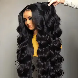 Body Wave 13X6 Transparent Lace Front Human Hair Wigs 180 Density 30 38 Inch 13X4 Hd Lace Frontal Body Wave Wig Pre Plucked Natural Hairline