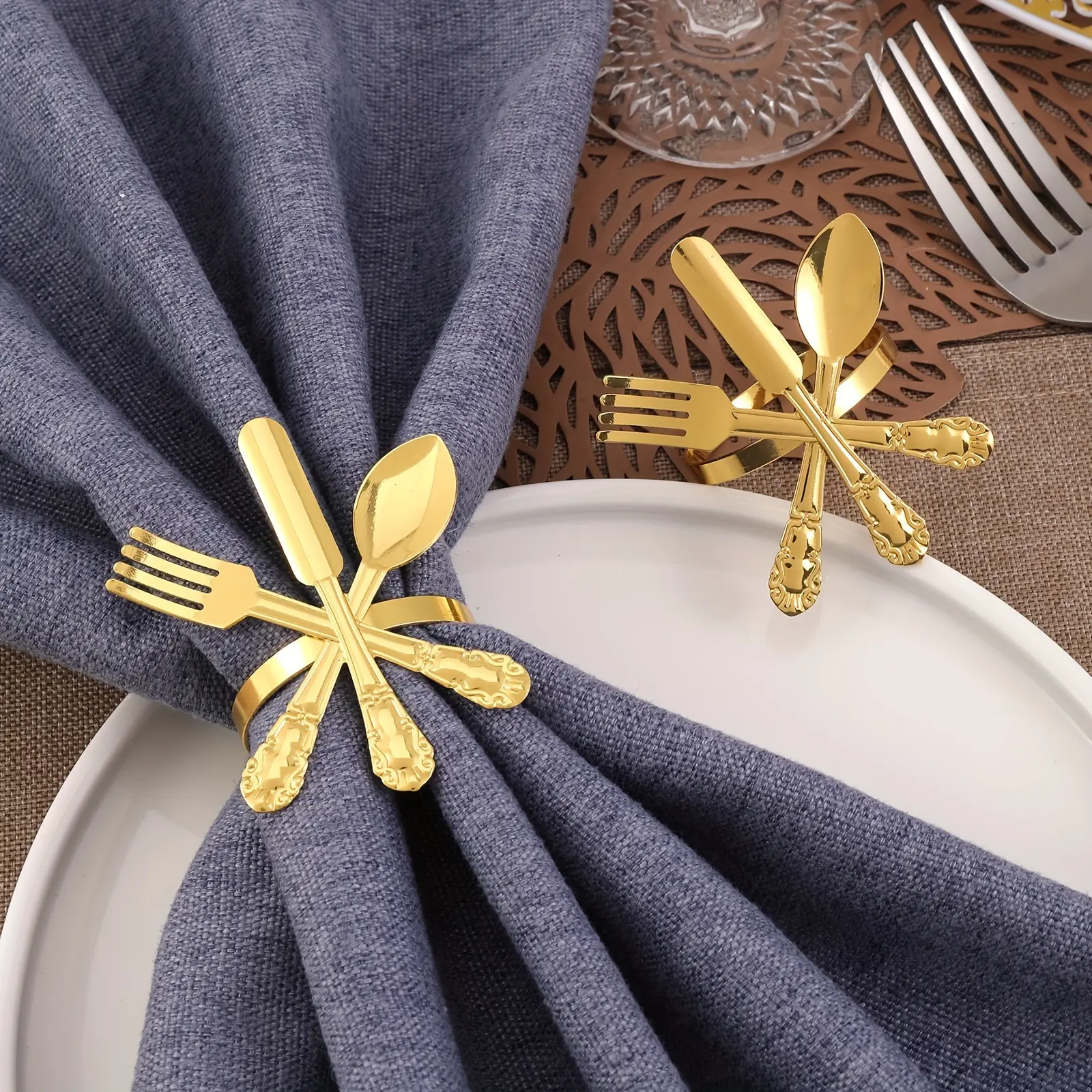 6pcs 2.56 Inch Metal Napkin Rings, Farmhouse Rustic Style Decorative Tableware Accessories, Perfect for Birthday Wedding Thanksgiving Easter, Home