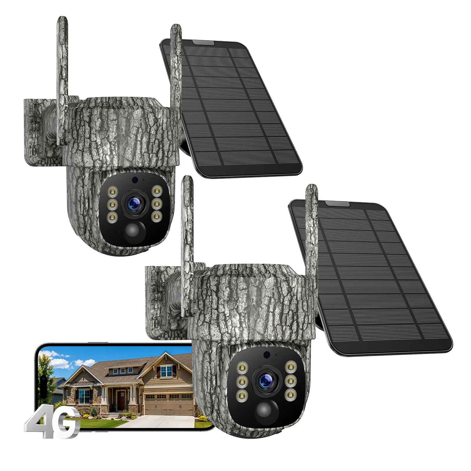 VOOPEAK 4G LTE Cellular Security Camera(Subscription required), 360° 2.5K Live Streaming, SIM Card Solar Security Cameras Wireless, Auto Tracking Security Cameras Wireless Outdoor with Night Vision, Motion Activated for Outdoor and Home Security 2 Pack