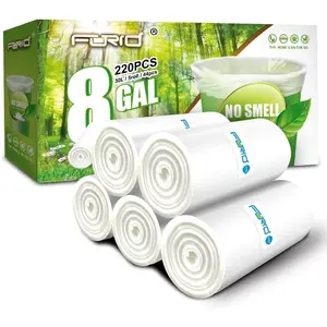Clear medium garbage bags 8 gallon plastic trash bags 30 liter wastebasket bin liners 220 count for bathroom bedroom office trash can