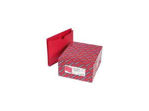 Smead 75569 File Jacket with Double-Ply Tab and Two Inch Expansion, Letter, Red, 50/Box