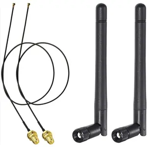 M.2 WiFi Antenna 2.4GHz 5GHz 5.8GHz 3dBi MIMO RP-SMA Male (2-Pack) + 2 x 12 inch Ngff Ipex4 to Rp-SMA Cable for M.2 NGFF Intel Wireless Network Card WiFi Adapter Laptop