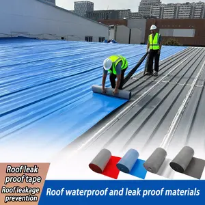 FuBon RUNTIAN Large Polyethylene Roof Waterproof Tape 39.3in x 5.5yd Fast Seal UV & Weather Resistant Gray Blue Silver Multipurpose Sealant for Concrete Roofs Corrugated Tiles