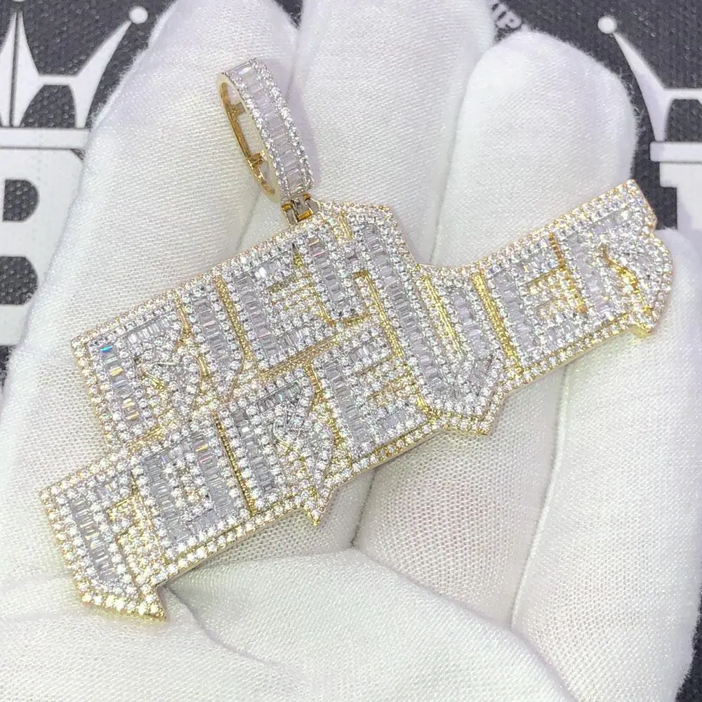 Rich Forever Baguette Bling Bling CZ Iced Out Pendant