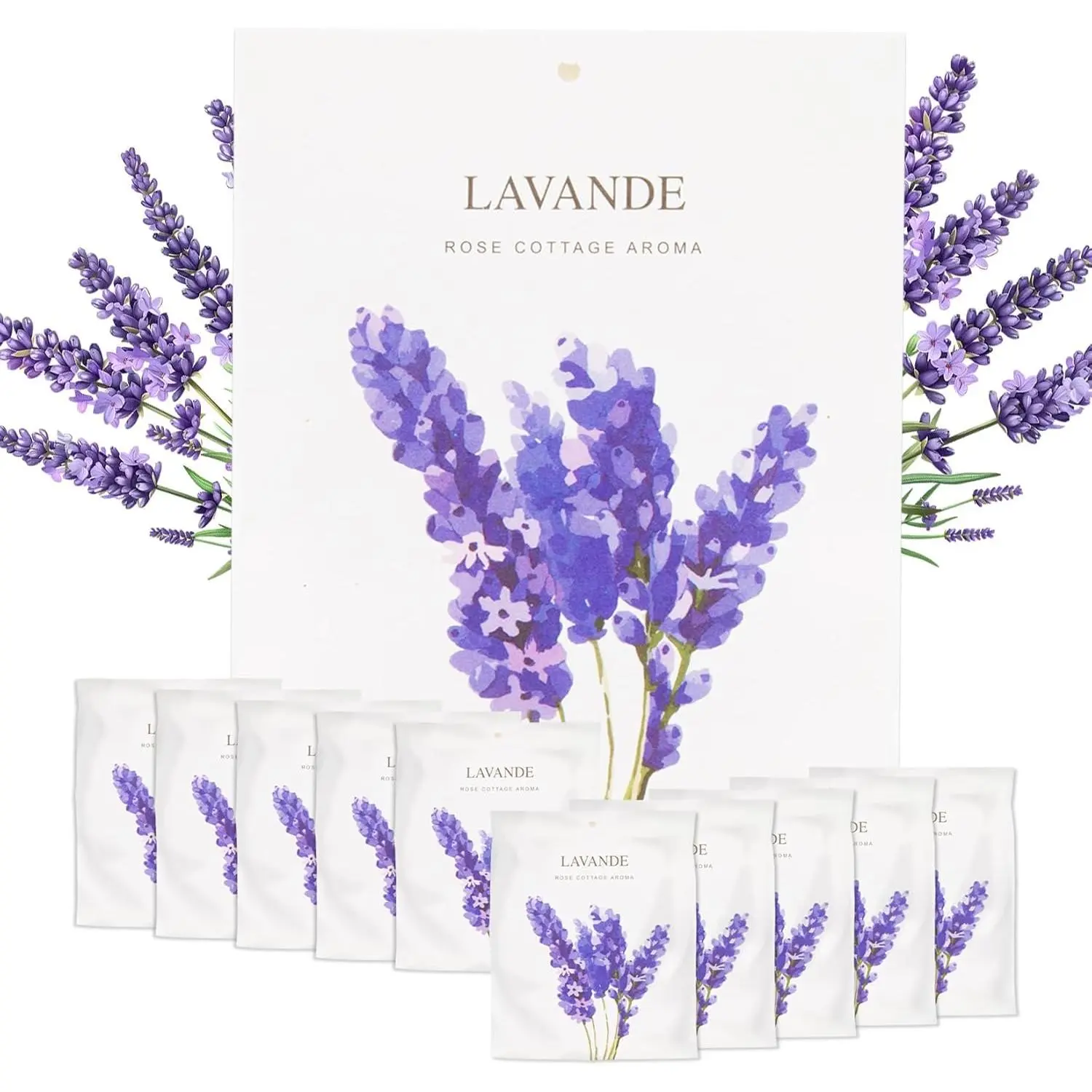 RAINFLOW Lavender Sachets for Drawers and Closets - 10 Pack Scented Sachet Bags for Clothes, Closet Freshener and Small Spaces Home Fragrance for Wardrobe, Car, Bedroom