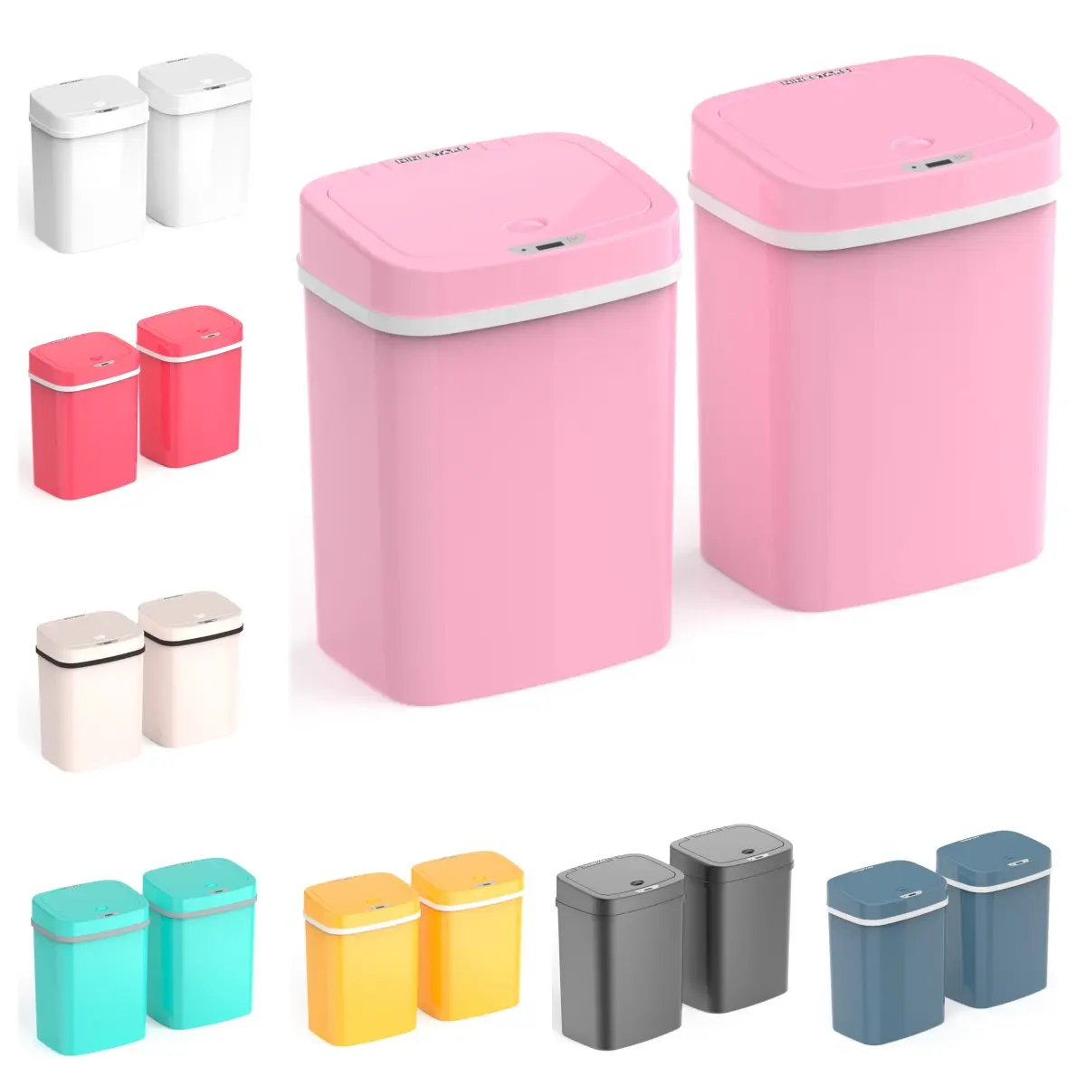 Ninestars 2 Pack Combo 3.2 Gallon / 12 Liter Bedroom or Bathroom Automatic Touchless Infrared Motion Sensor Trash Can, 3 Gal 12 L, ABS Plastic Small Garbage Bin