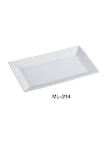 Yanco ML-214 Durable Super White Porcelain Rectangular Dinner Plate - 14x8 in - Pack of 12