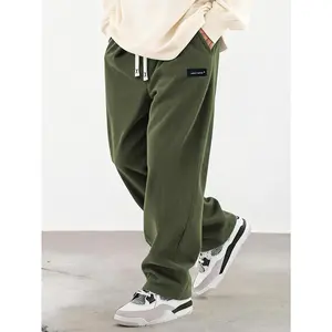 Men's Spring and Autumn Season Corduroy Leisure Long Pants, Solid Color with Drawstring Pockets, Lightweight, Soft, Breathable, and Comfortable. Wide-leg Straight Cuff with Elastic Waistband, Extremely Versatile, Suitable for Daily Leisure Outings.