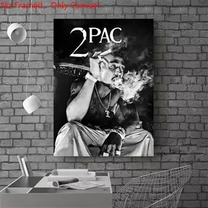 1 piece/set frameless canvas painting print poster, Photo, Popular hip-hop culture Characters Artistic realism art, 2Pac Portrait, gift for Rap Music loves, home decor Decoration